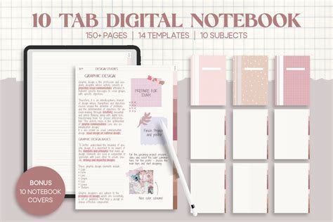 10 Tab Digital PDF Notebook for Studying Graphic by Felicia Notes ...