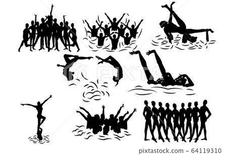 Sport Silhouette Synchronized Swimming Stock Illustration