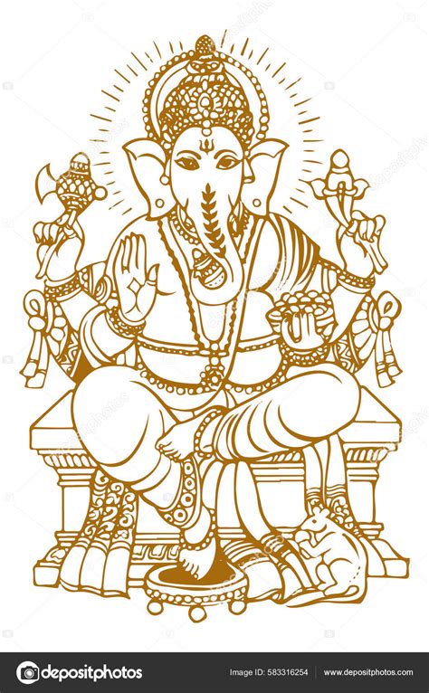 Vector Illustration Sketch Lord Ganesha's Outline Stock Vector by ...