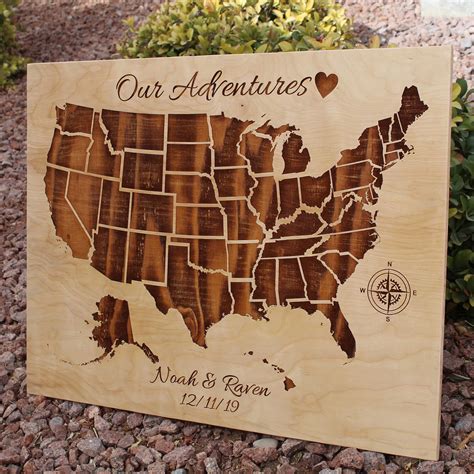 Push Pin Map Of The United States Customized Text Us Map To Etsy