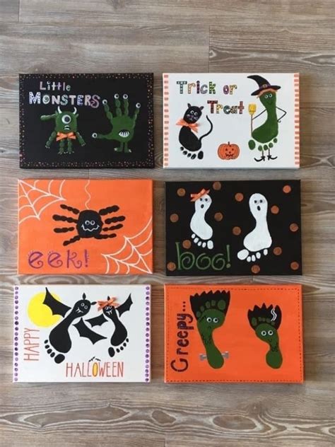 Halloween Hand And Footprint Art Halloweendecoration Halloweenideas