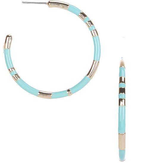 Lucky Brand Turquoise Enamel Stripe Hoop Earrings Dillard S