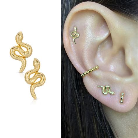 Sterling Silver Snake Studs Serpent Earrings Dainty Studs Snake