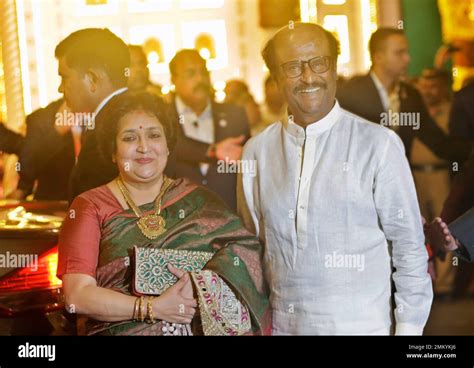 Indian Superstar Rajinikanth And His Wife Latha Rajinikanth Arrive To