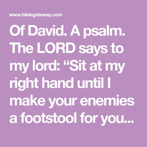 Of David A Psalm The LORD Says To My Lord Sit At My Right Hand