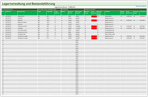 Lagerverwaltung Und Bestandsf Hrung Mit Excel Alle Meine Vorlagen De