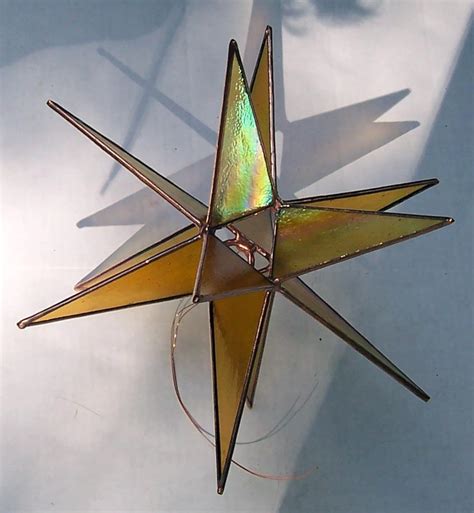 Lg Stained Glass Tree Topper Iridescent Gold Textured Glass Etsy