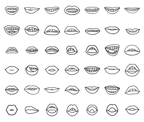 Premium Vector Vector Set Of Mouths Or Lips Icons In Doodle Style