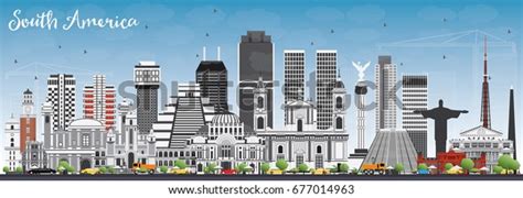 South America Skyline Famous Landmarks Vector Vetor Stock Livre De