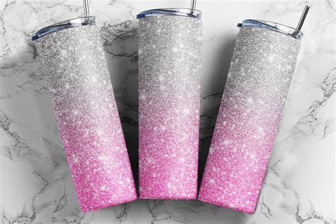 Silver Pink Glitter 20 Oz Skinny Tumbler Graphic By Tumblersplanet