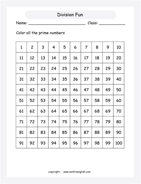 Color All Prime Numbers Up To 100