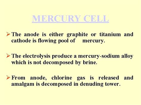 Types of Electrolytic Cells Diaphragm Cell Mercury Cell