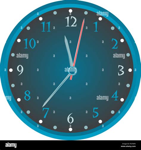 Vintage wall blue clock isolated on white background. vector Stock ...