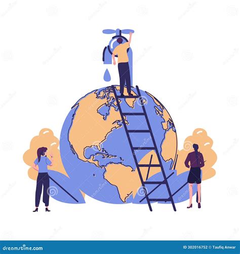 Save The Planet Save Energy And Water Flat Style Illustration Vector