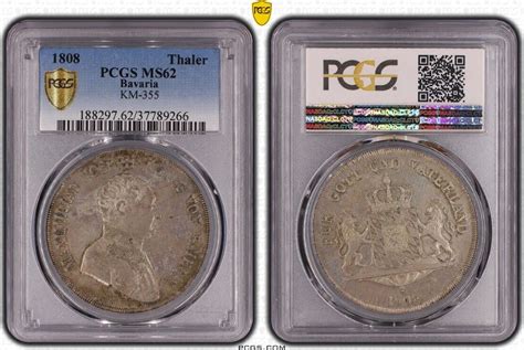 Deutschland Taler Thaler Maximilian Joseph Bayern 1808 PCGS MS62 Thun