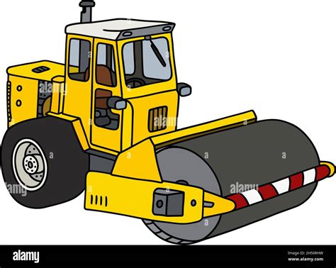 Hand Drawing Of A Yellow Road Roller Stock Vector Image And Art Alamy