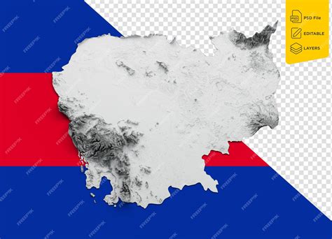 Premium Psd Cambodia Map Flag Shaded Relief Color Height Map On