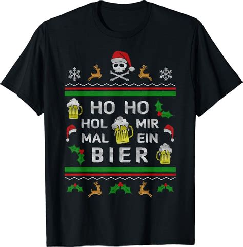 Ho Ho Hol Mir Mal Ein Bier Ugly Christmas Herren Weihnachts T Shirt