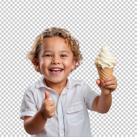 Chico Feliz Con Helado PSD Premium Generado Con IA