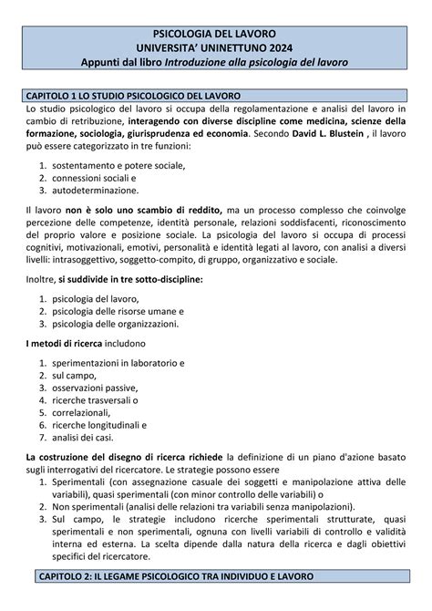 Introduzione Alla Psicologia Del Lavoro Psicologia Del Lavoro