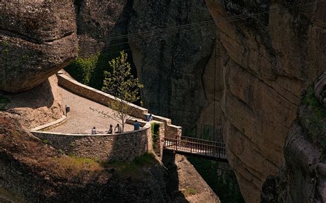 Entrance bridge to Varlaam Monastery. Meteora, Thessaly, Greece ...