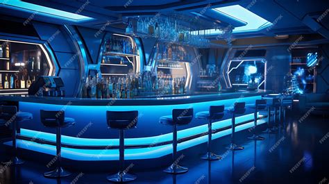 Premium Photo Futuristic Bar With A Cool Technological Light