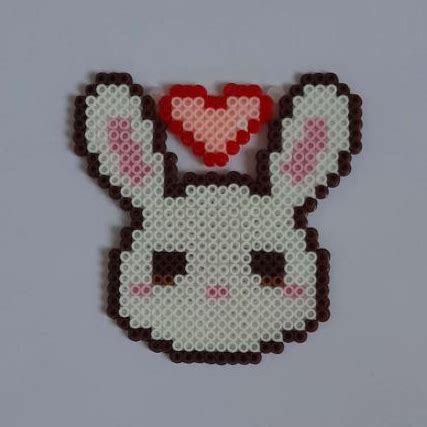 Chaveiro Coelhinho Branco Pixel Art Hama Beads Dia Dos Namorados