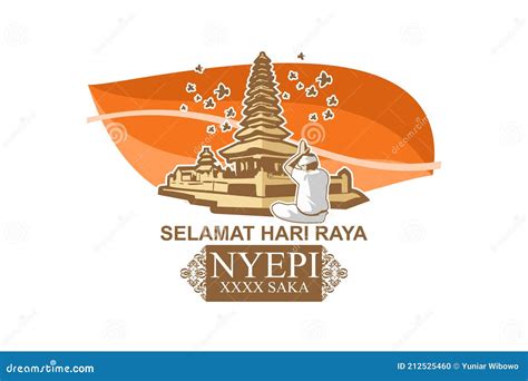 Nyepi Illustration Greeting Bali S Day Of Silence Design Cartoon