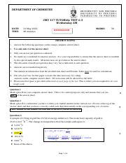 CMY117 Test 6 3 Memo Pdf DEPARTMENT OF CHEMISTRY CMY 117 TUTORIAL