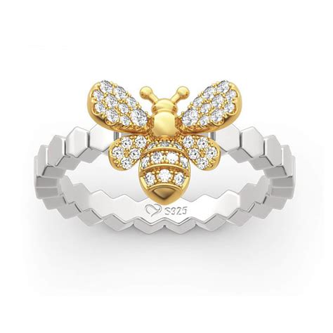 Crystal Honey Bee Ringsalloy Ringcute Alloy Ring925 Silver Etsy