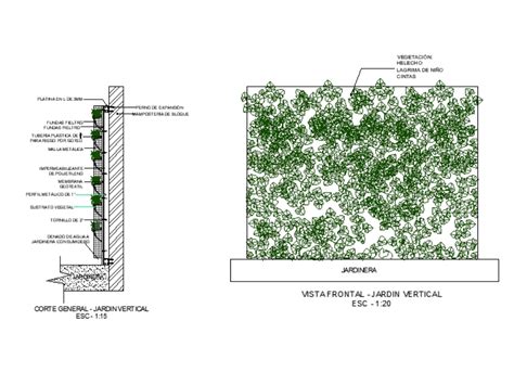 Detalle De Pared Vegetal En Autocad Descargar Cad Kb Bibliocad