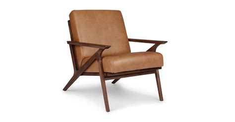 Walnut And Toscana Tan Leather Lounge Chair Otio Article