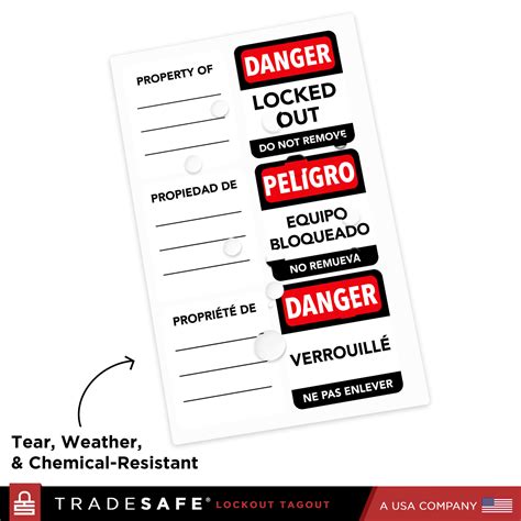 Multilingual Padlock Labels - 60 Pack Lockout Labels | TRADESAFE