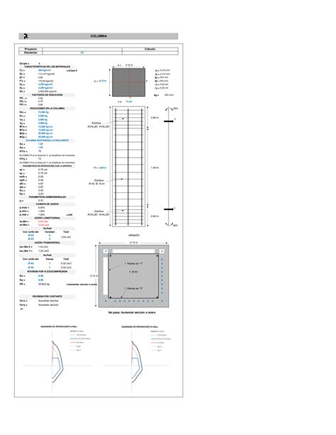 Solution Excel Sheet Programmed For Concrete Column Design Hoja De Excel Programada Para