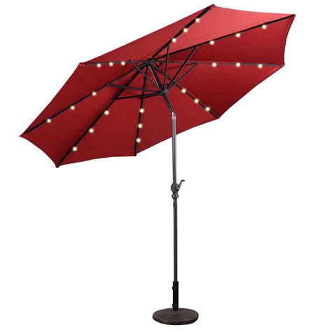 9 Deluxe Solar Powered LED Lighted Patio Umbrella Tan Walmart