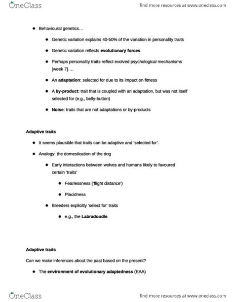 PSYC20009 Behavioural Genetics Got Best Grade In Class OneClass