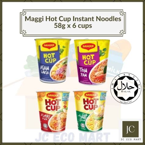 Maggi Hot Cup Instant Noodles G X Cups Bundle Cups Tom Yum Adam Laksa Curry