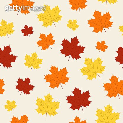 Autumn Seamless Pattern Vector Background With Fall Leaves