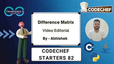 Difference Matrix Starters Codechef Dcc Nit A Youtube