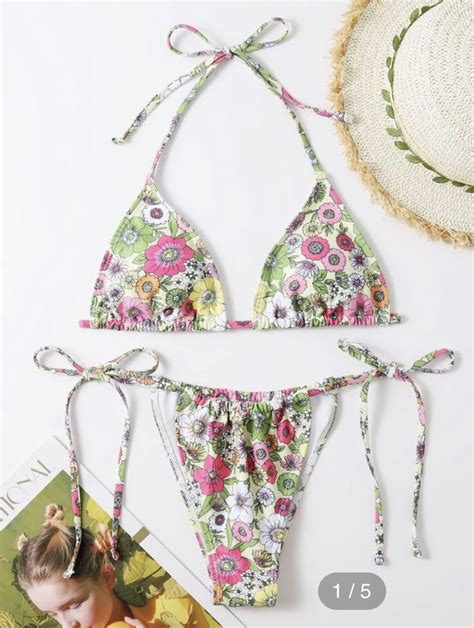 Floral Frill Triangle Tie Side Bikini Swimsuit Artofit