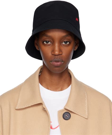 Marni Black Embroidered Logo Bucket Hat Marni