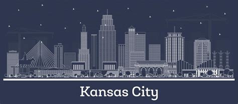 Premium Vector | Outline Kansas City Missouri city skyline with white