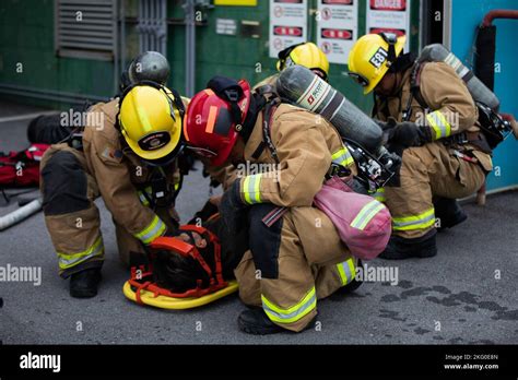 Firefighters With Marine Corps Installations Pacific Fire And Emergency