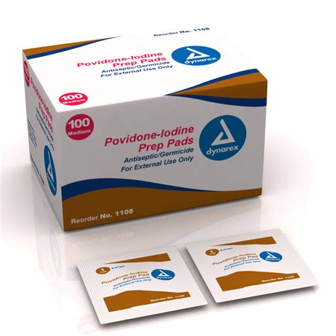 Povidone Iodine Prep Pads Box Of 100 Individual Packets