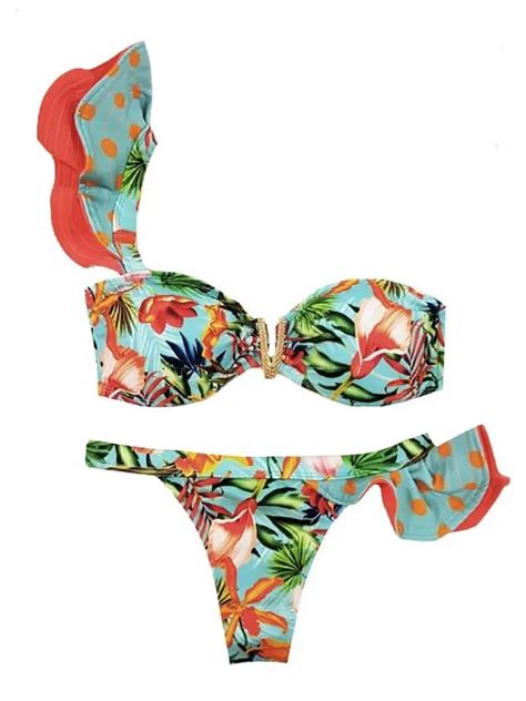 Maillot De Bain Br Silien Imprim Tropical Sexy Bikini Ensemble Deux Pi