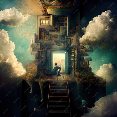 Premium Photo | Surreal image of a dream inside a dream with open door ...