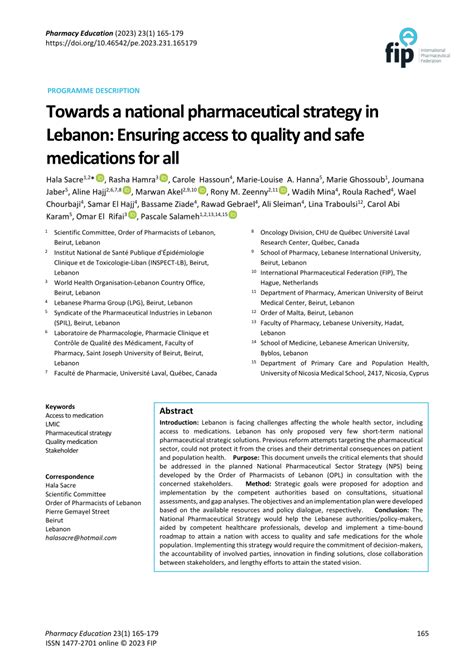 Pdf Towards A National Pharmaceutical Strategy In Lebanon Ensuring