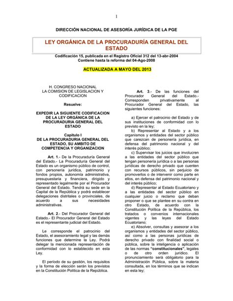 Ley Orgánica de la Procuraduría General del Estado