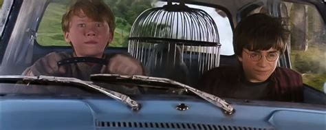 Harry Potter and the Chamber of Secrets - Harry and Ron going to Hogwarts in the flying car ...