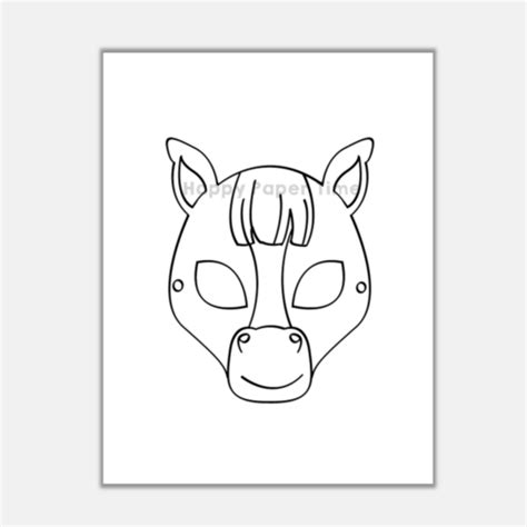 Horse Paper Mask Printable Farm Animal Coloring Craft Activity Pony ...